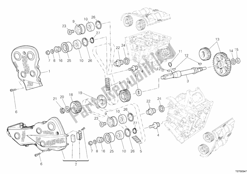 All parts for the Timing Belt of the Ducati Superbike 1098 R USA 2008